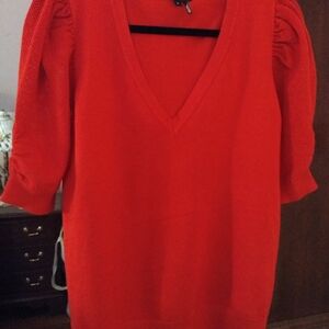 Pretty Designer Red V-Neck Sweater Top